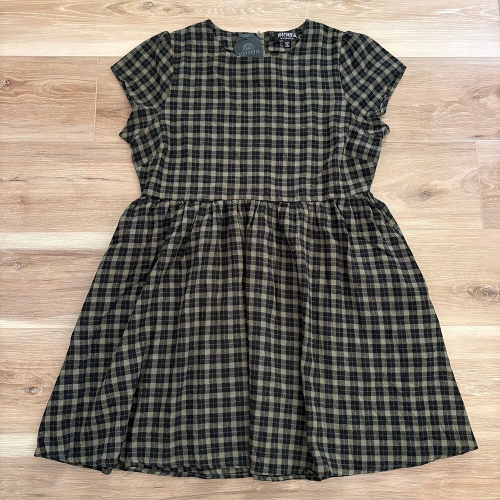 Disturbia Terra Mini Smock Dress Olive US10